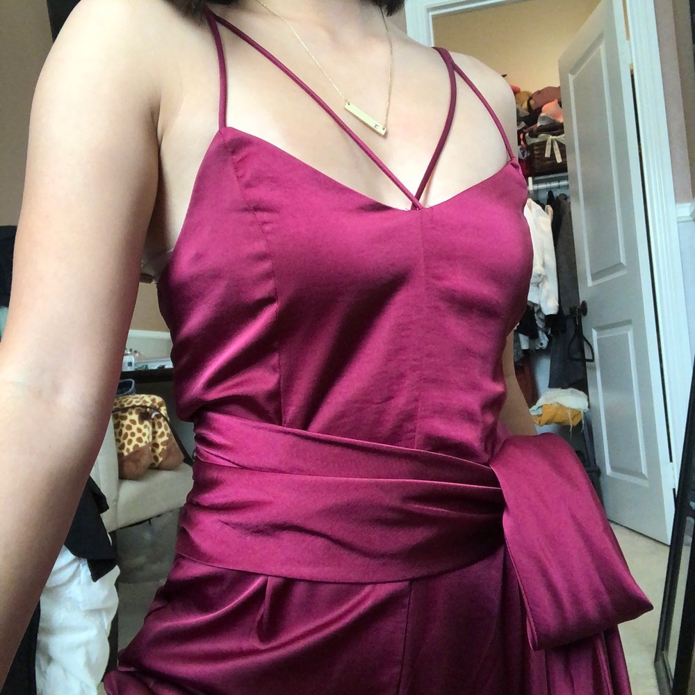 URBAN OUTFITTERS Red Wine Silk Jumpsuit